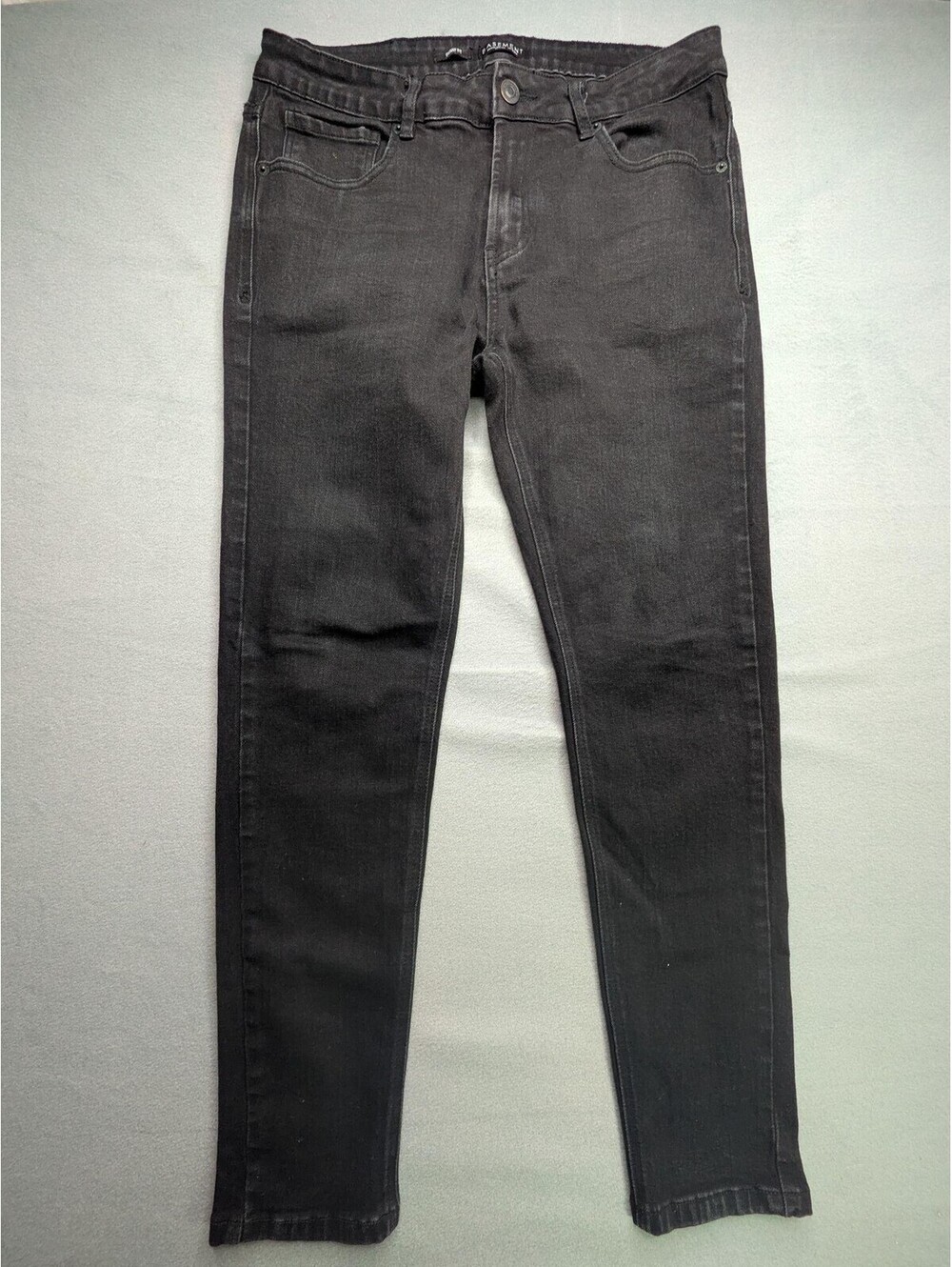 Basement Jeans Mens 34 Black Dark Wash Slim Skinny Tapered Denim 34x28